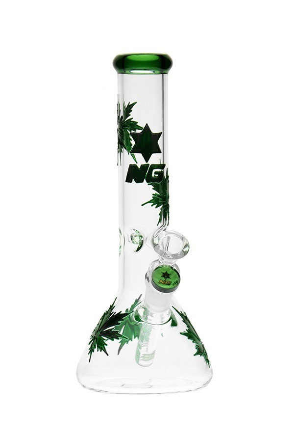 11 inch Electroplated Marijuana Leaf Beaker