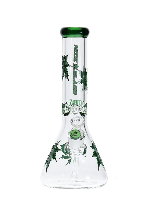 13 inch Electroplated Marijuana Leaf Beaker